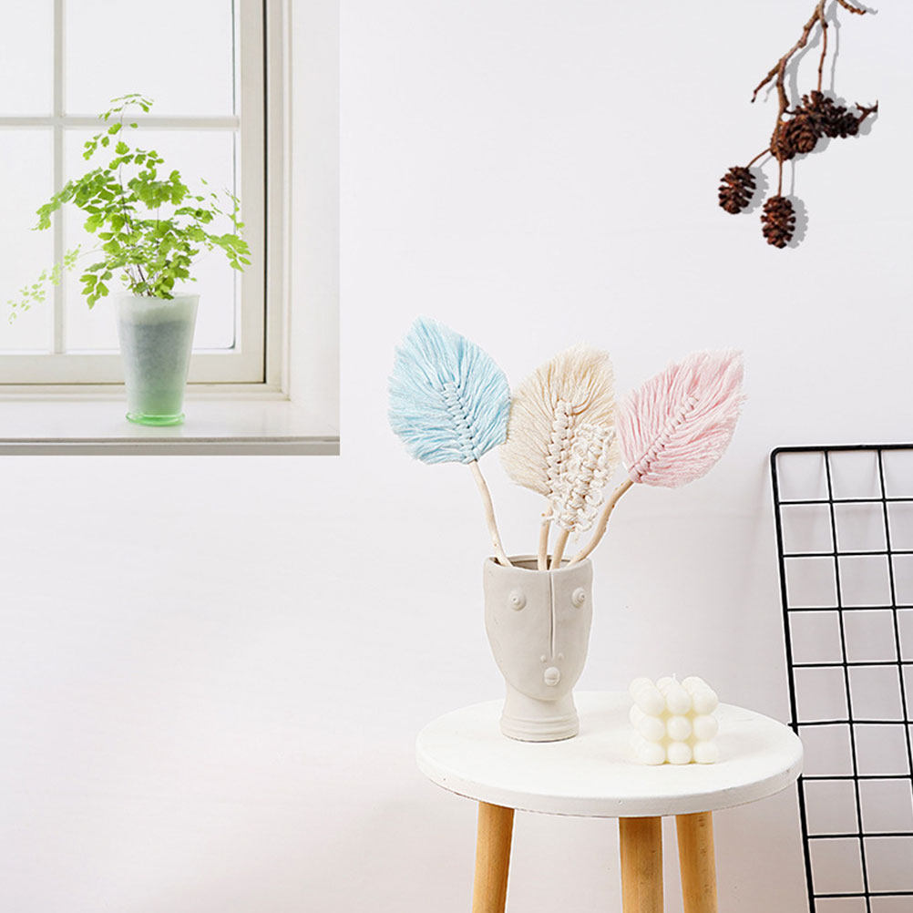 Wedding Supply Decor - 4Pcs Cotton Rope Leaf Shape Wall