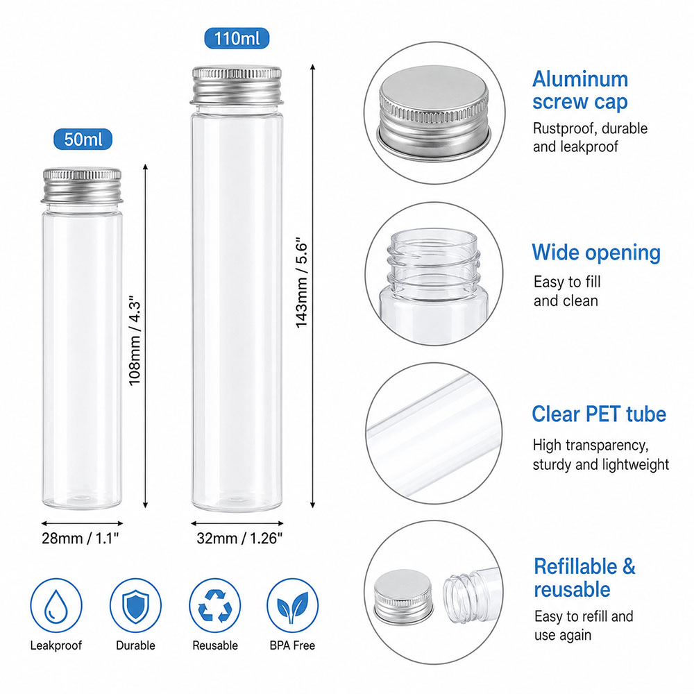 20pcs 50ml/100ml Clear Flat Tu - đánh giá và giá Wedding Souvenir