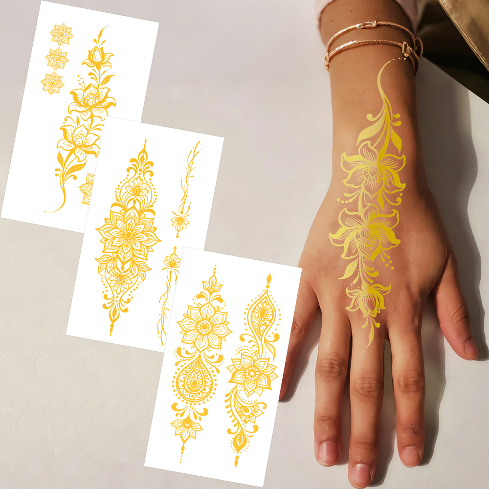 1pc Metallic Flower Tattoo Sti - đánh giá và giá Wedding Sutra