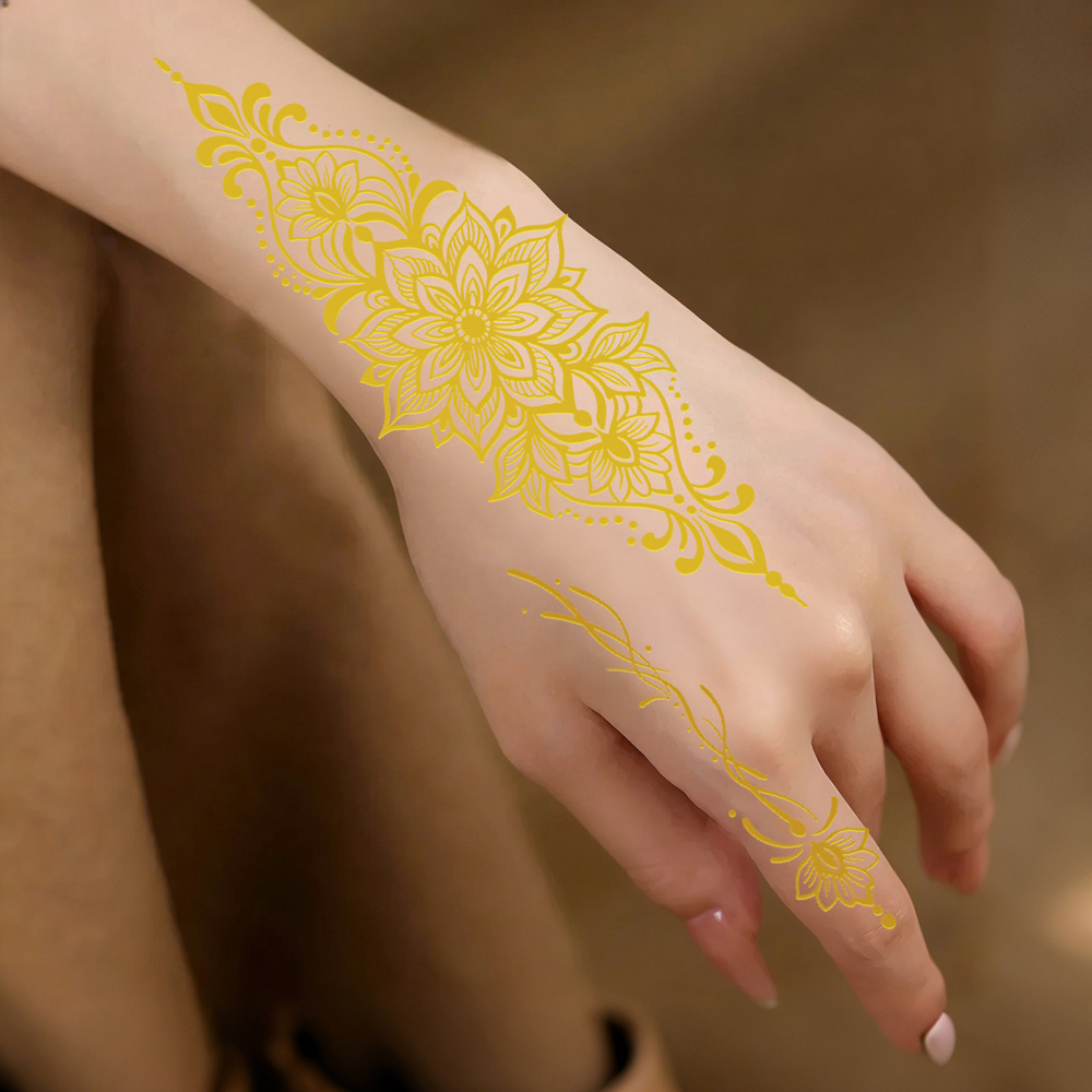 1pc Metallic Flower Tattoo Sti - đánh giá và giá Wedding Sutra
