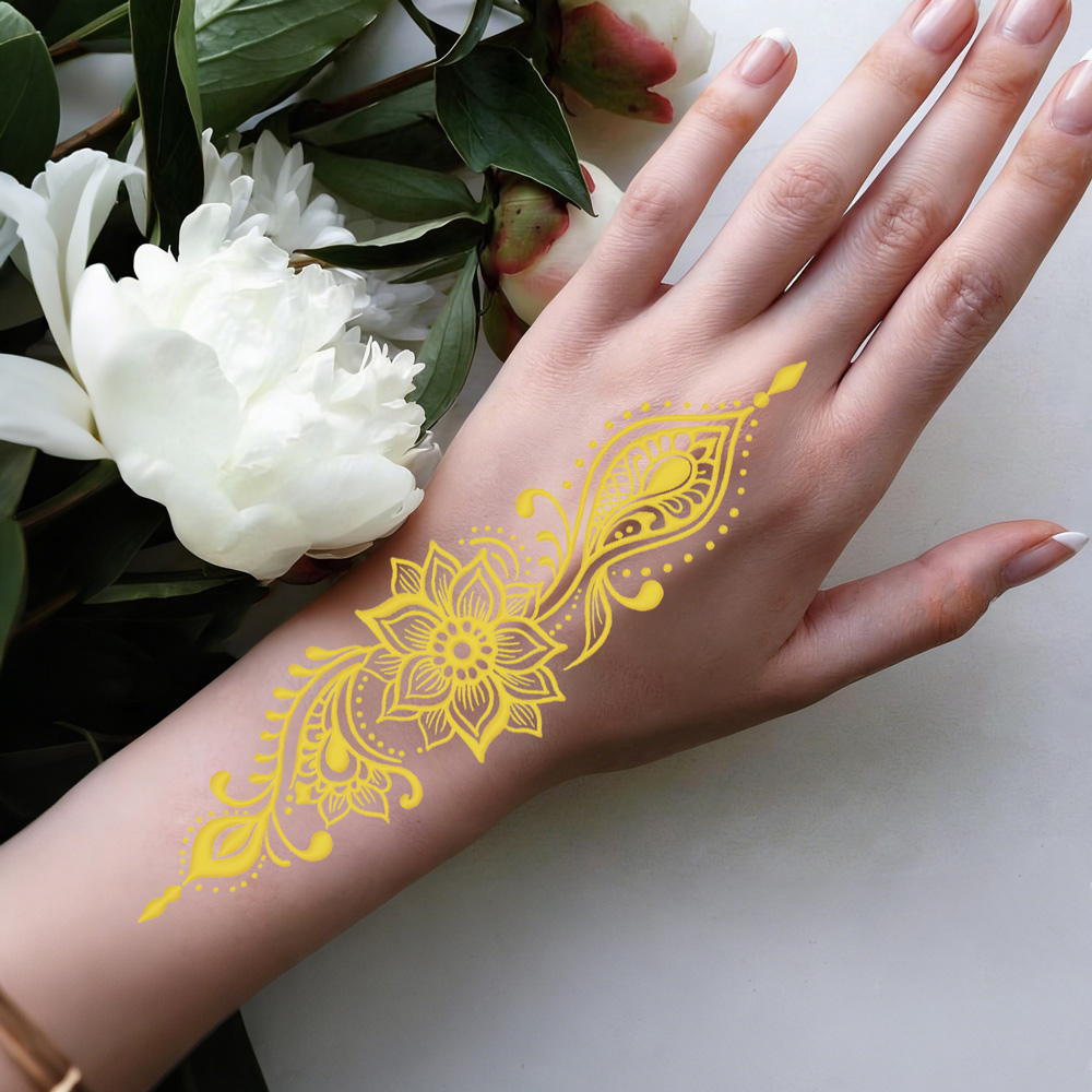 1pc Metallic Flower Tattoo Sti - đánh giá và giá Wedding Sutra